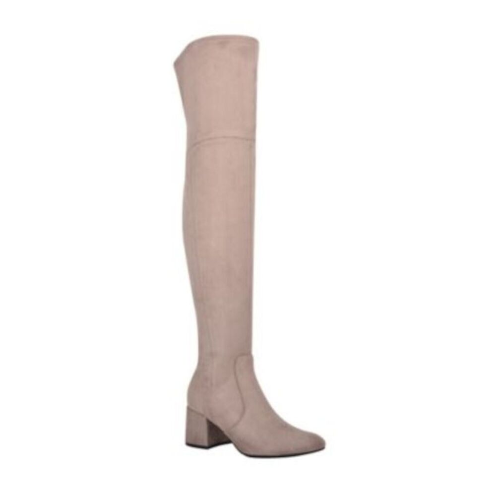NINE WEST Womens Gray Round Toe Block Heel Zip-Up Dress Heeled Boots 5 M